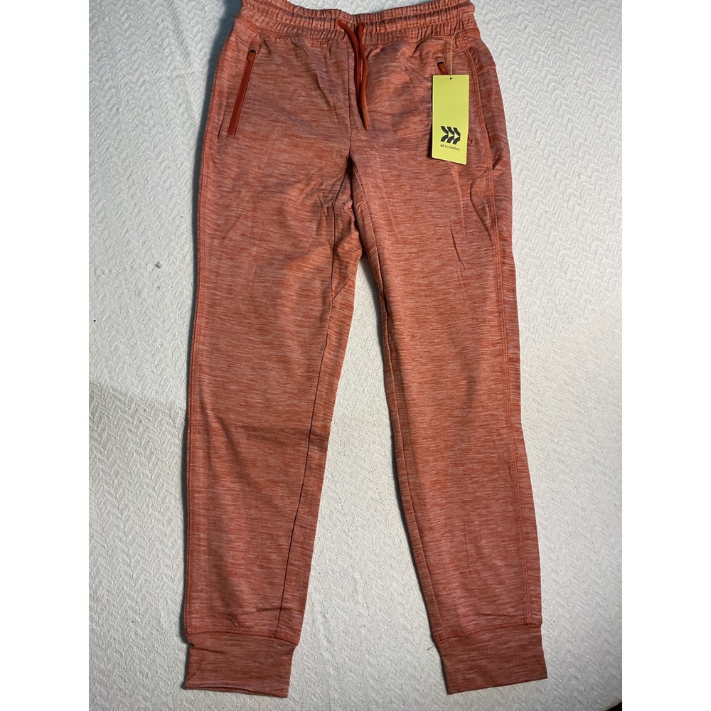 All‎ In Motion Kids Orange Heathered Jogger Pants Size S 6-7 Athletic Fleece